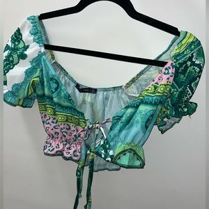 ISAWITFIRST crop tie top